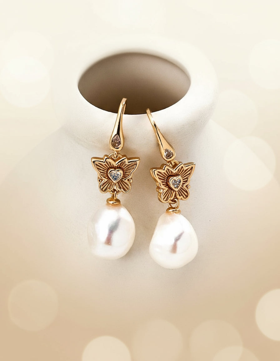 Vintage Pearl Drop Earrings | S925 Silver Baroque Pearl Jewelry