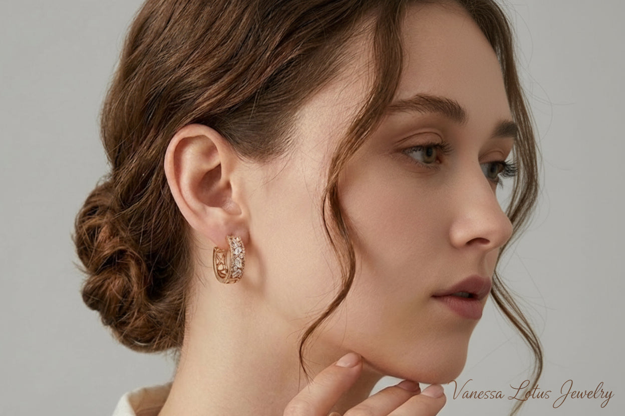 CZ Hoop Earrings - S925 Sterling Silver