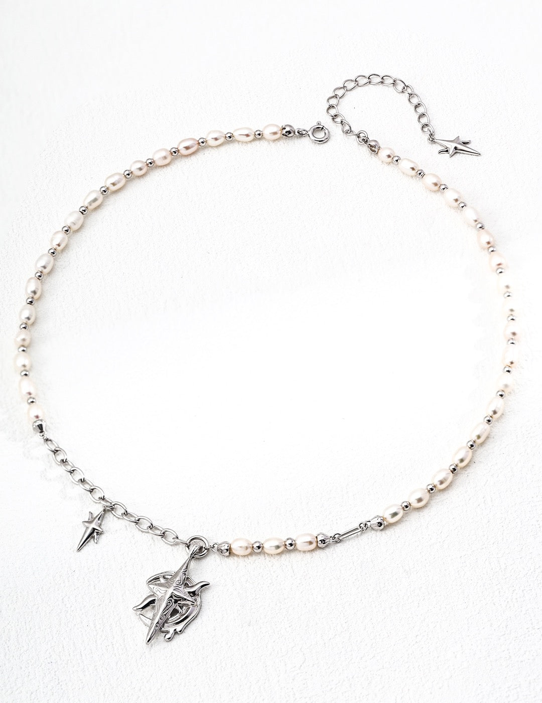 S925 Silver Tarot Pearl Necklace | Moon & Star Celestial Jewelry