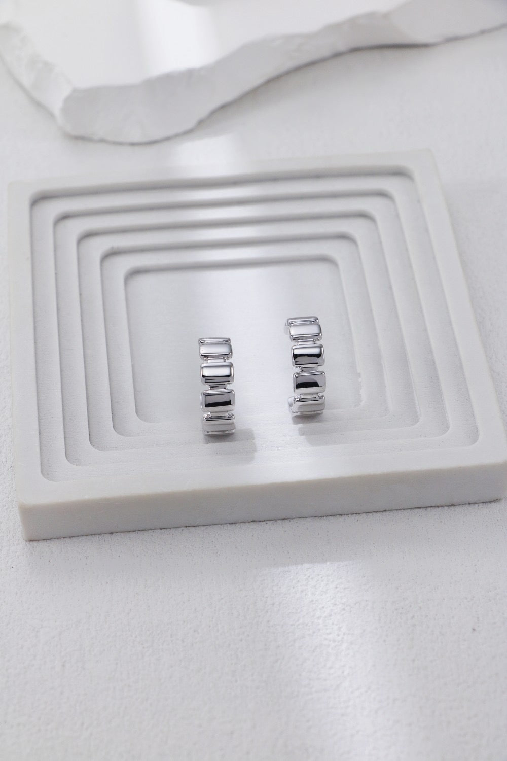Stripes Sterling Silver Huggies
