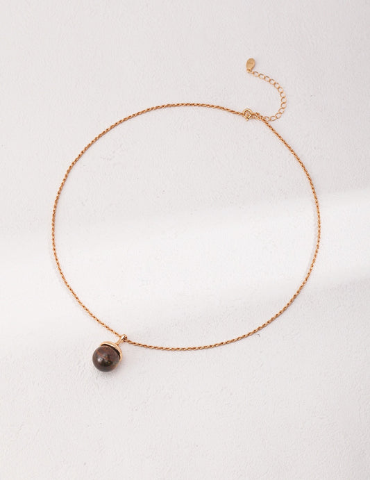 Tiger’s Eye Gemstone Necklace-Acorn