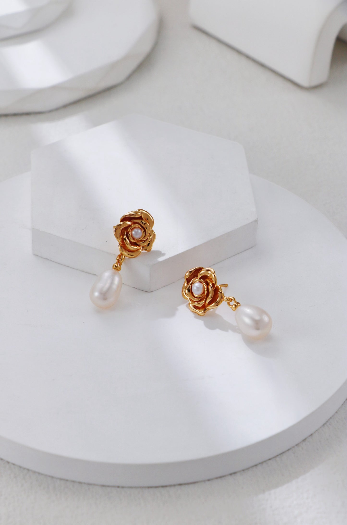 Rose Whisper Pearl & Silver Earrings