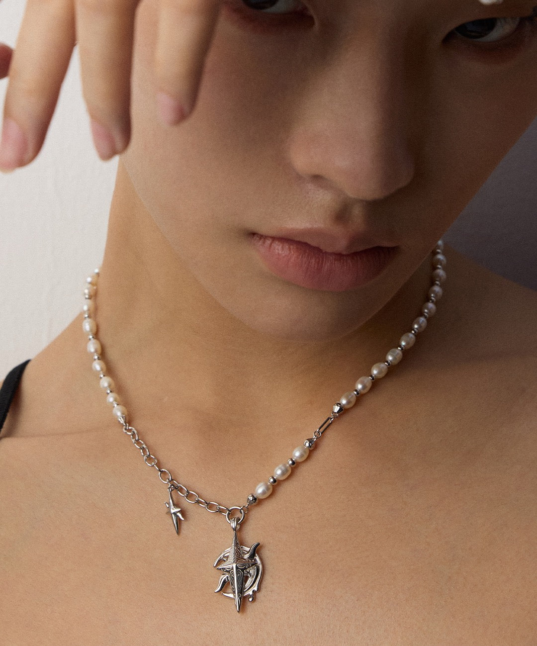 S925 Silver Tarot Pearl Necklace | Moon & Star Celestial Jewelry