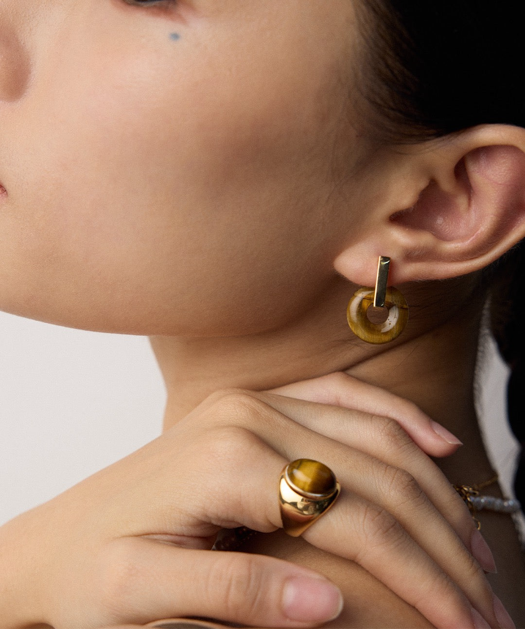 Natural Tiger’s Eye Gemstone Earrings