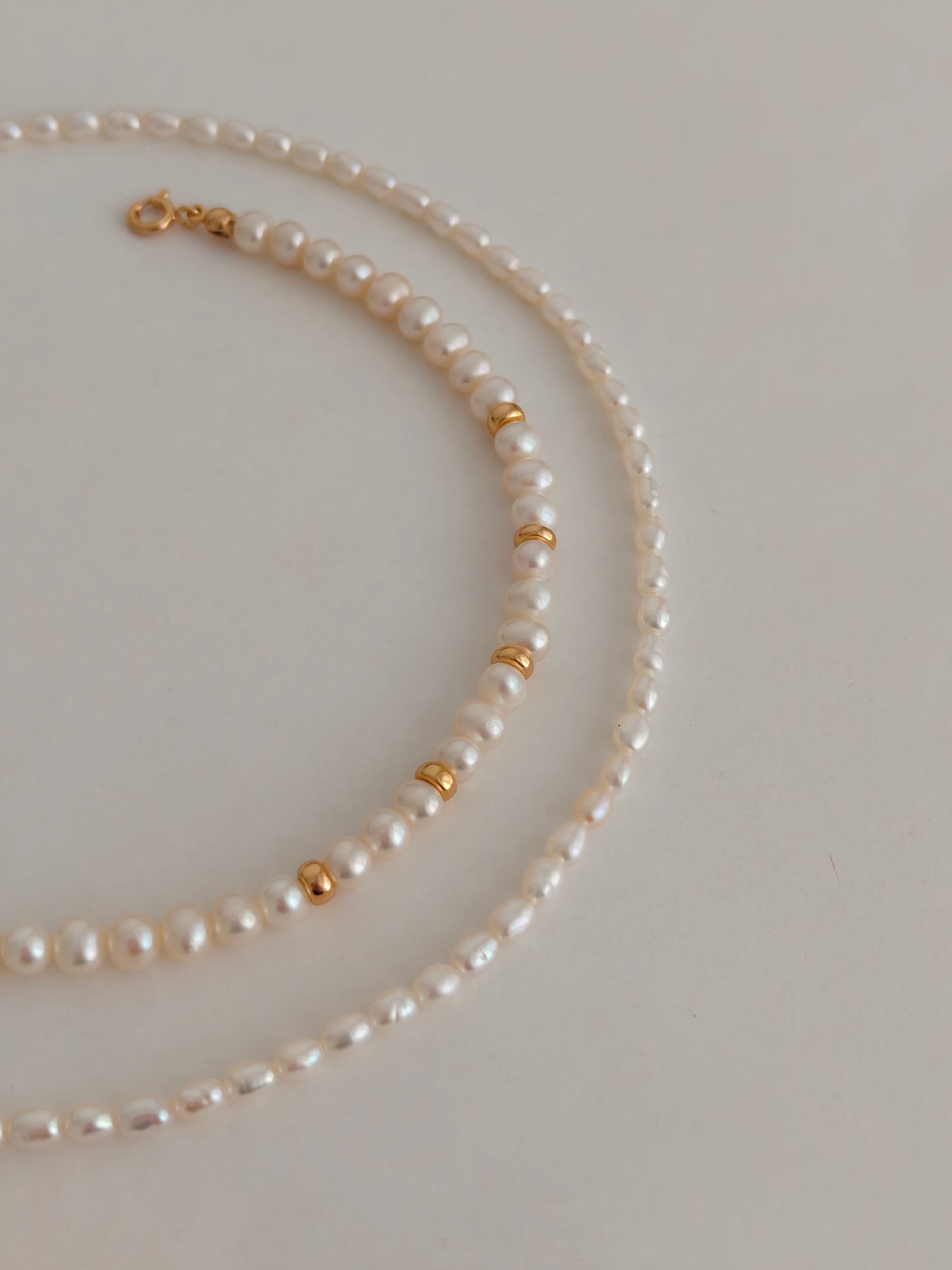 S925 Sterling Silver Rice Pearl Choker Necklace – Vintage Gold