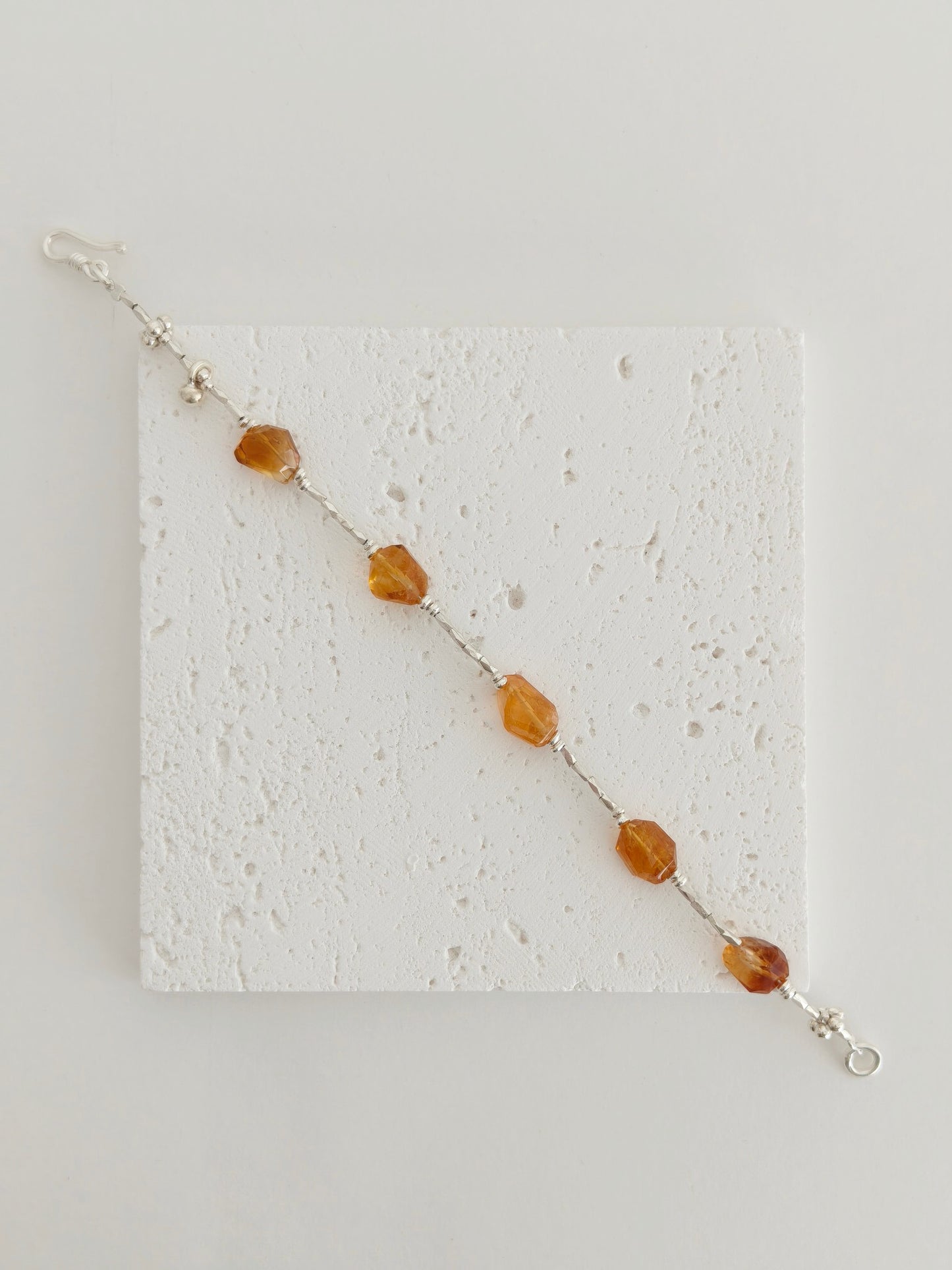 Brazilian Citrine Beaded Bracelet – Handmade Thai Silver Gemstone Bracelet