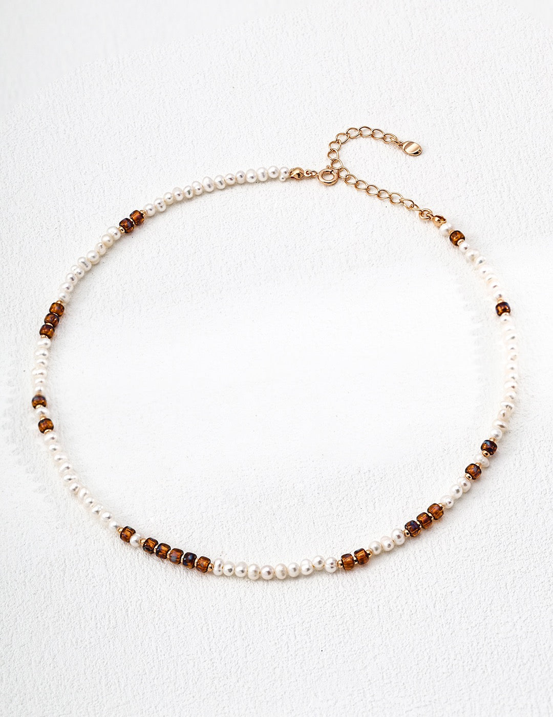 Vintage Gold Pearl & Glazed Glass Bead Jewelry Set – S925 Silver