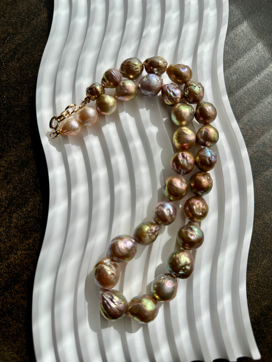 Golden Sunset Baroque Pearl Necklace