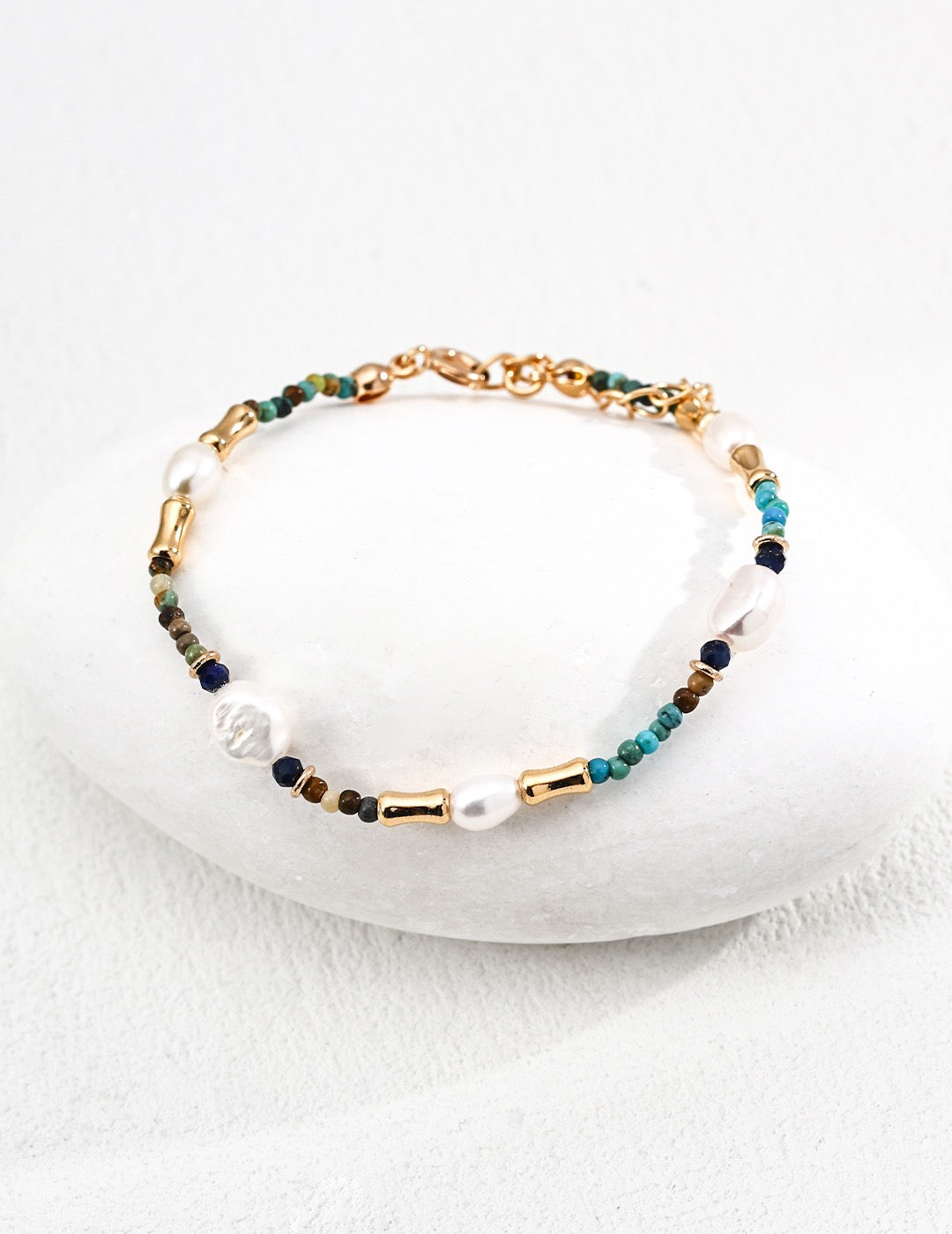 Vintage Gemstone & Pearl Jewelry Set – S925 Silver Bracelet & Necklace
