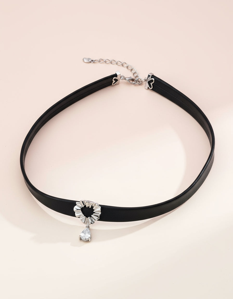 S925 Silver Pearl & Onyx Earrings with Velvet Choker Set