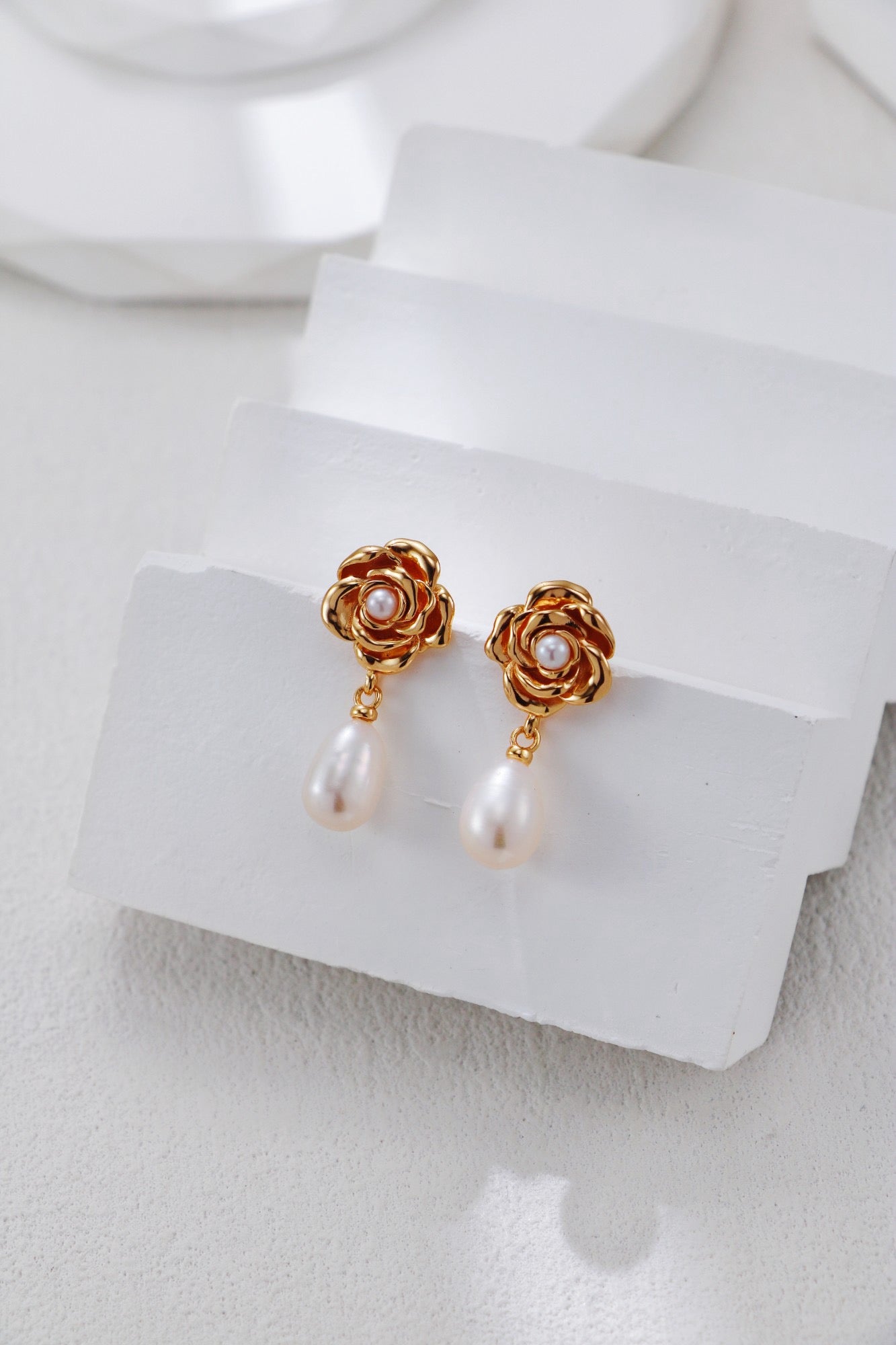Rose Whisper Pearl & Silver Earrings