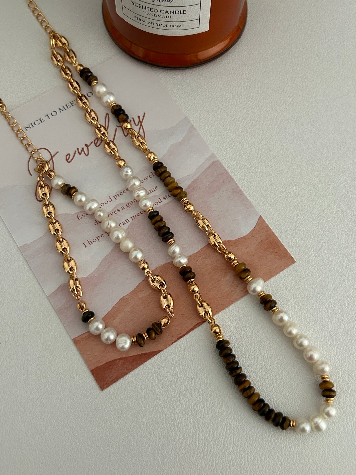 Tiger's Eye and Pearl Bracelet