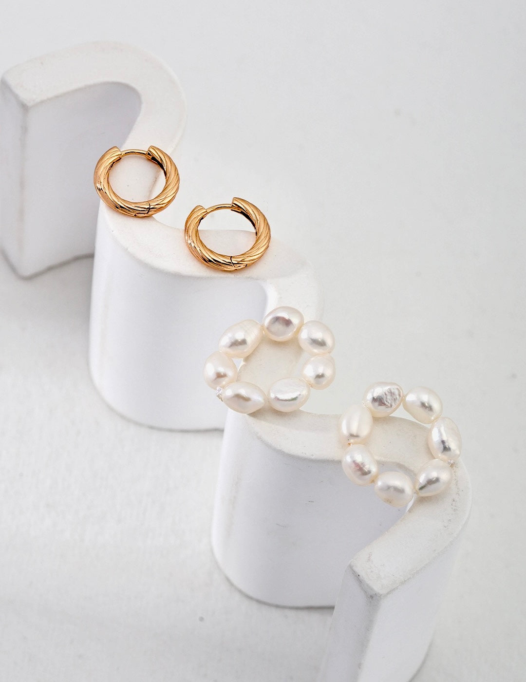Pearl Earrings with Removable Pearl Ring Pendants