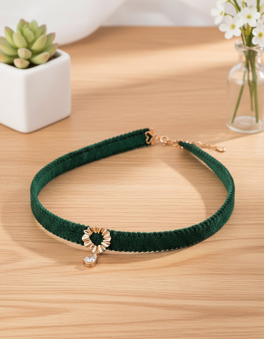 S925 Silver Pearl & Onyx Earrings with Velvet Choker Set