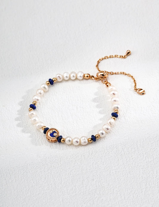 Celestial Harmony Lapis Lazuli Pearl Bracelet