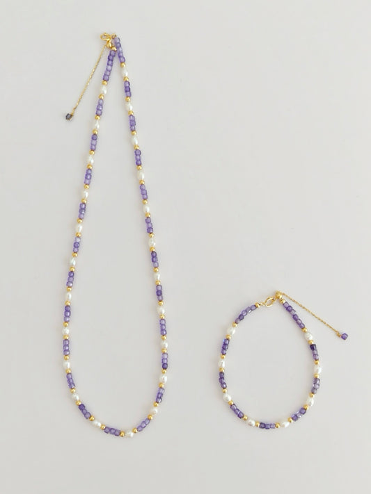 Lavender Glow Zircon & Pearl Jewelry Set
