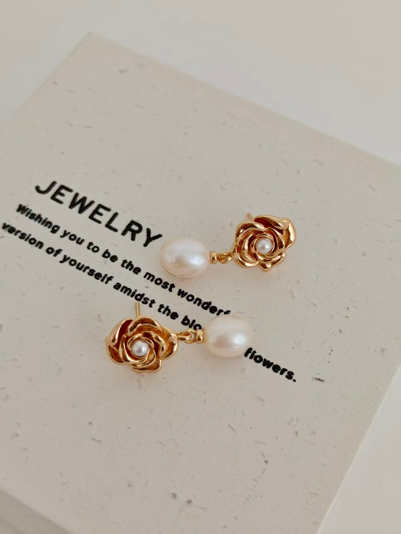 Rose Whisper Pearl & Silver Earrings