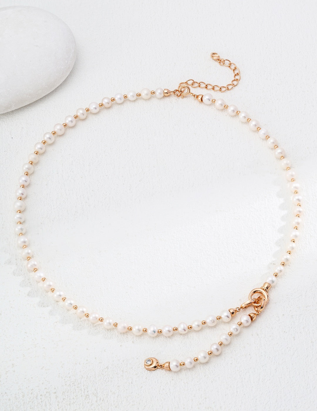 S925 Sterling Silver Natural Pearl & Zircon Necklace
