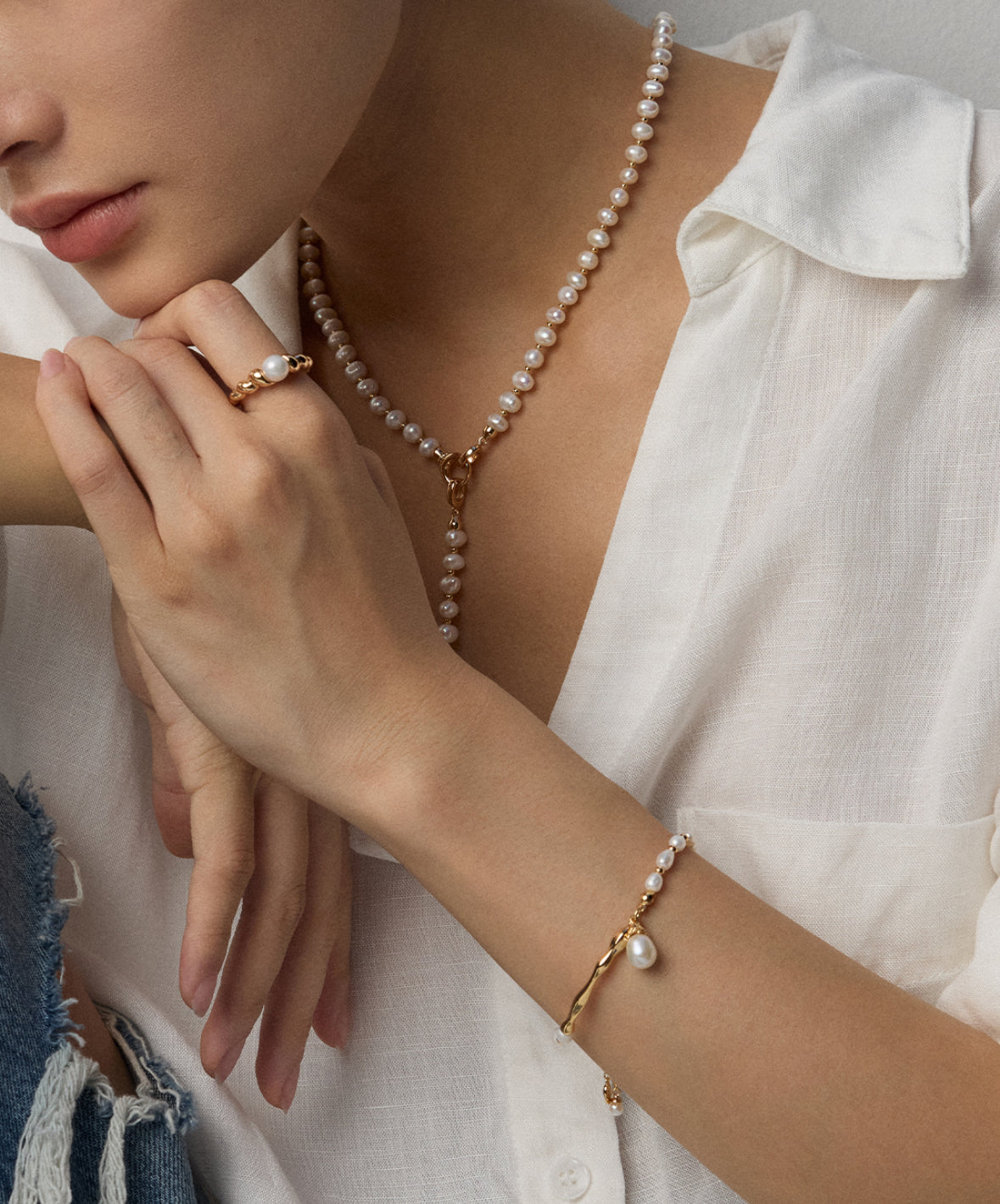 Ethereal Wave Pearl Bracelet