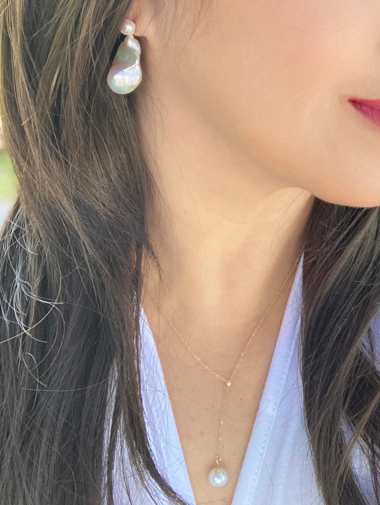 Minimalist Handcrafted Baroque Pearl Earrings