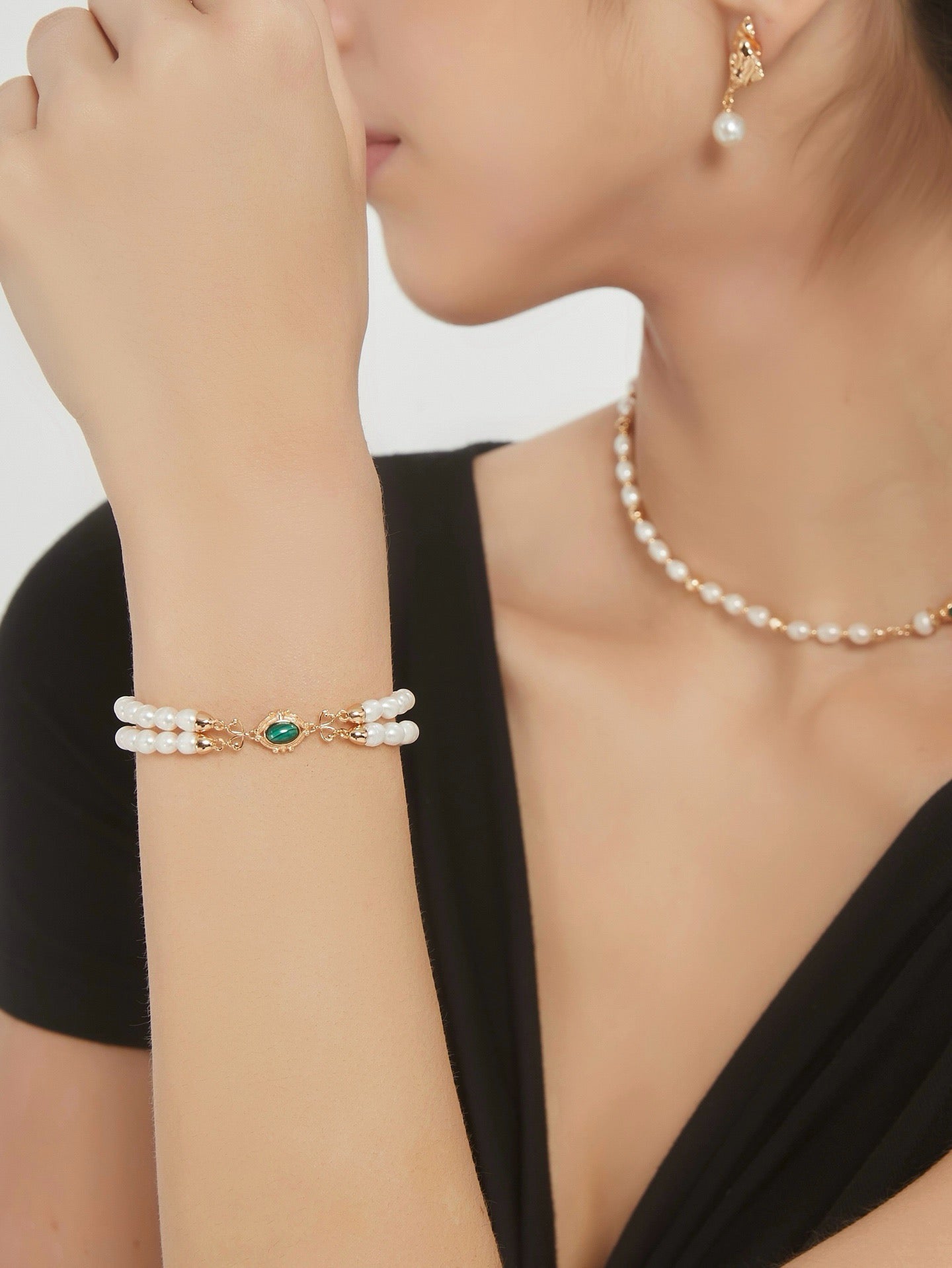 Malachite Pearl Bracelet
