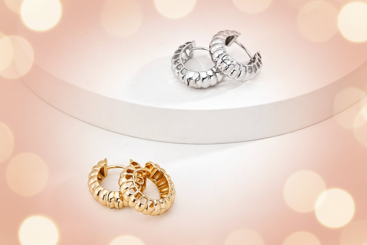 Heart Pendant Huggies Earrings