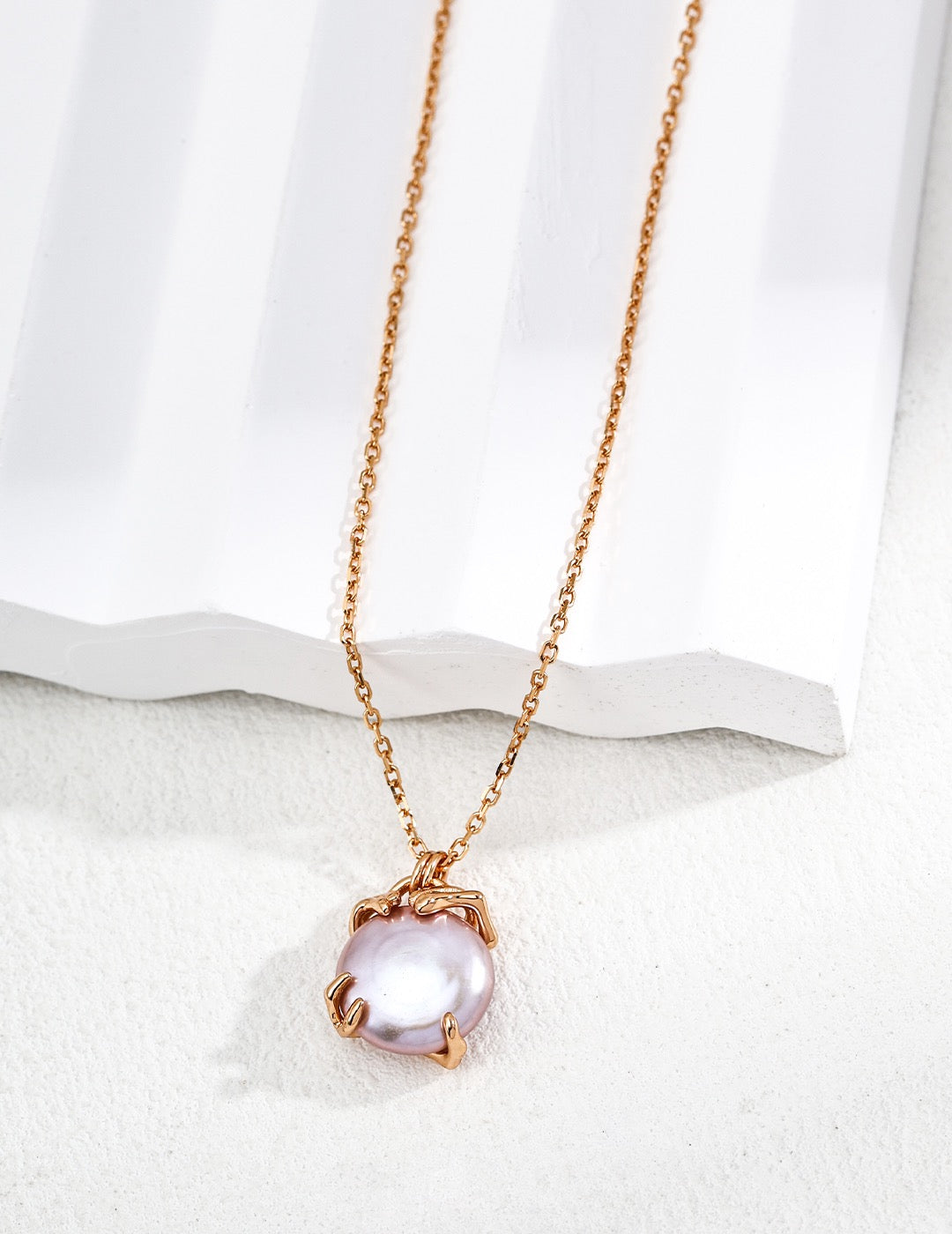 Vintage Gold Baroque Pearl Jewelry Set – Necklace & Stud Earrings | S925 Silver