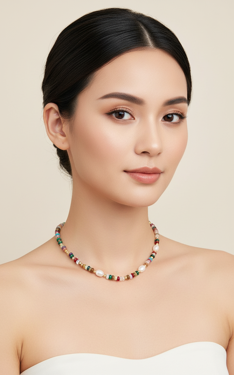 Rainbow Beads Necklace and Bracelet