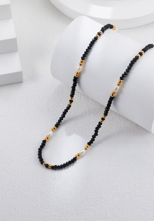 Black Crystal Pearl Necklace