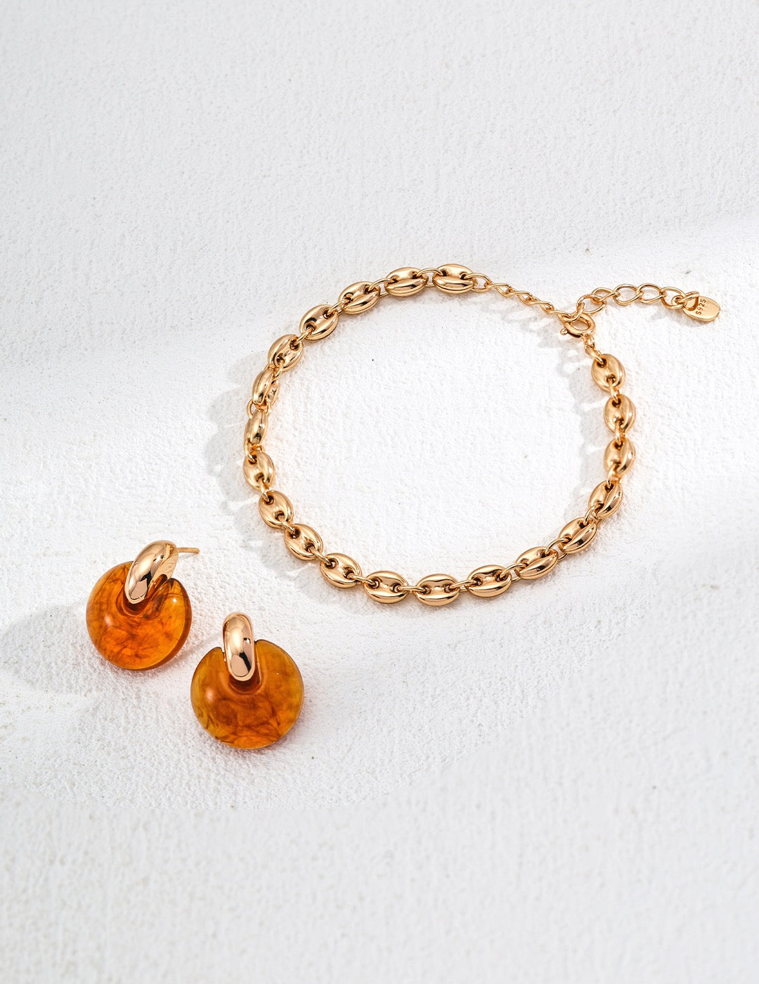 Amber Silver Studs