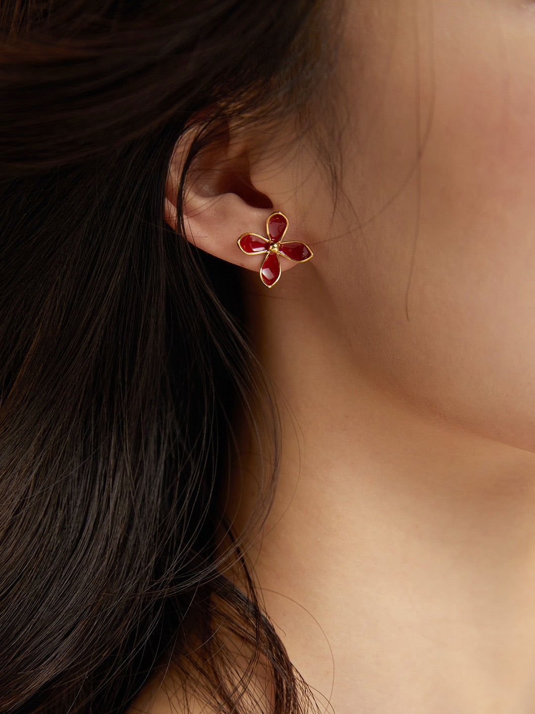Red Flower Studs