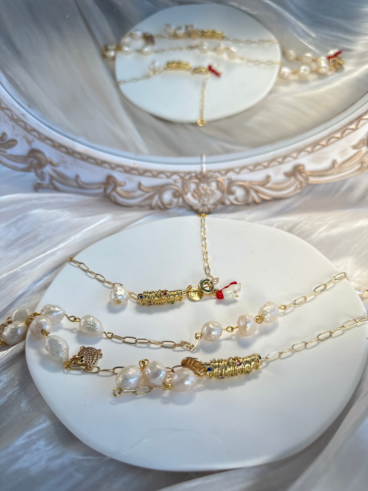 Holiday Spirit Baroque Pearl Necklace and Bracelet