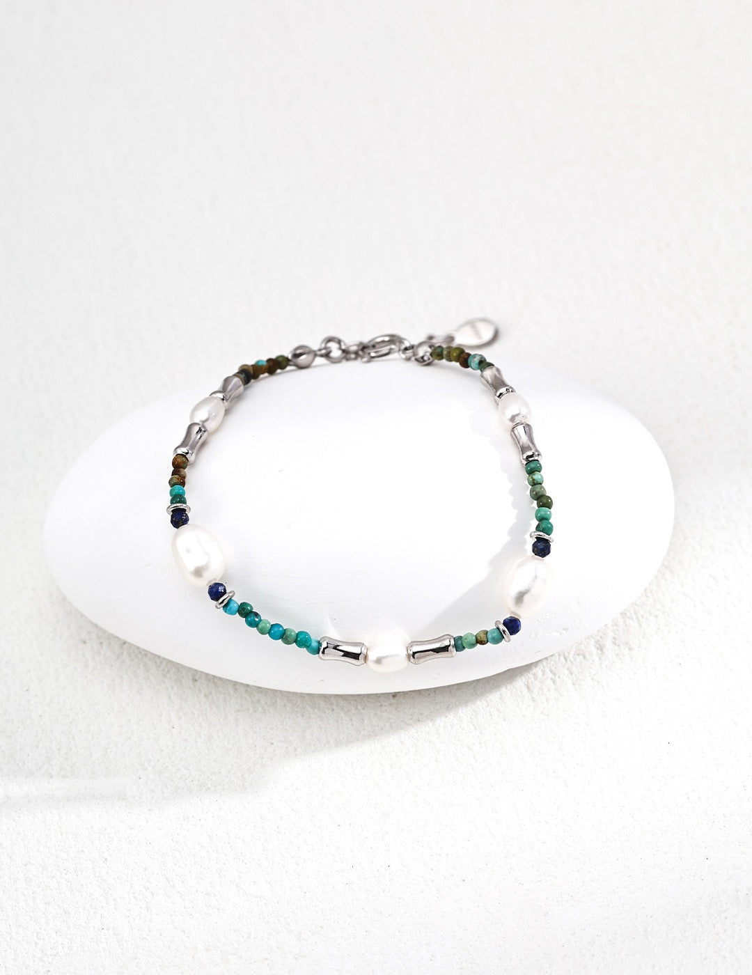 Vintage Gemstone & Pearl Jewelry Set – S925 Silver Bracelet & Necklace
