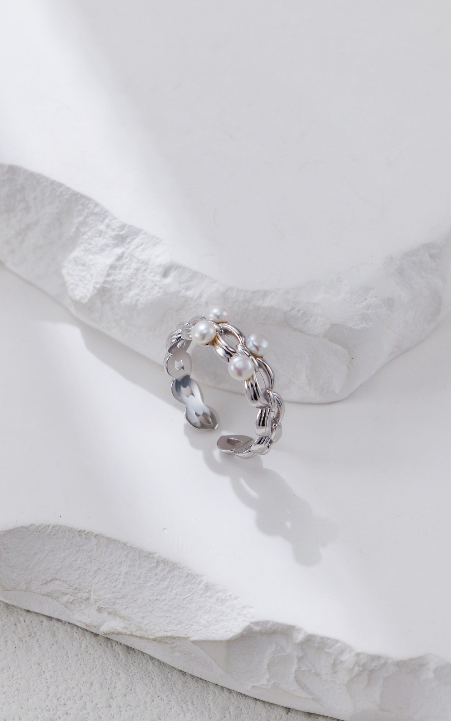 Sterling Silver and Pearl Woven Ring
