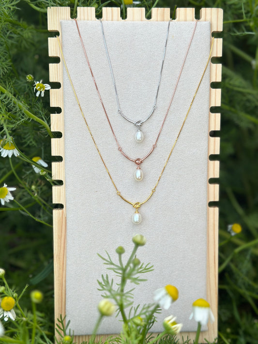 Natural pearl sterling silver necklace