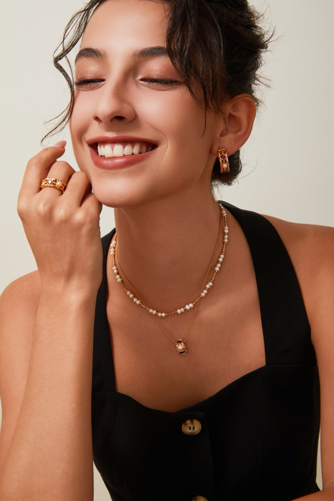 Vintage Gold Baroque Pearl Chain Necklace – S925 Silver
