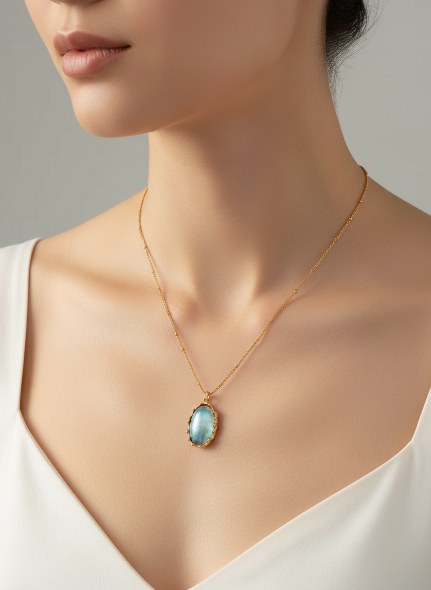 S925 Vintage Gold Mabe Pearl Necklace