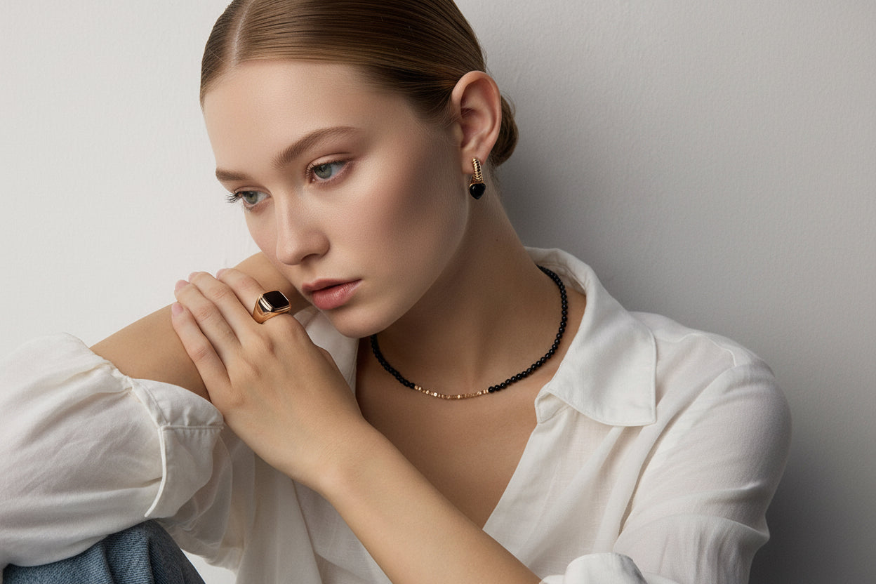 Heart Pendant Huggies Earrings