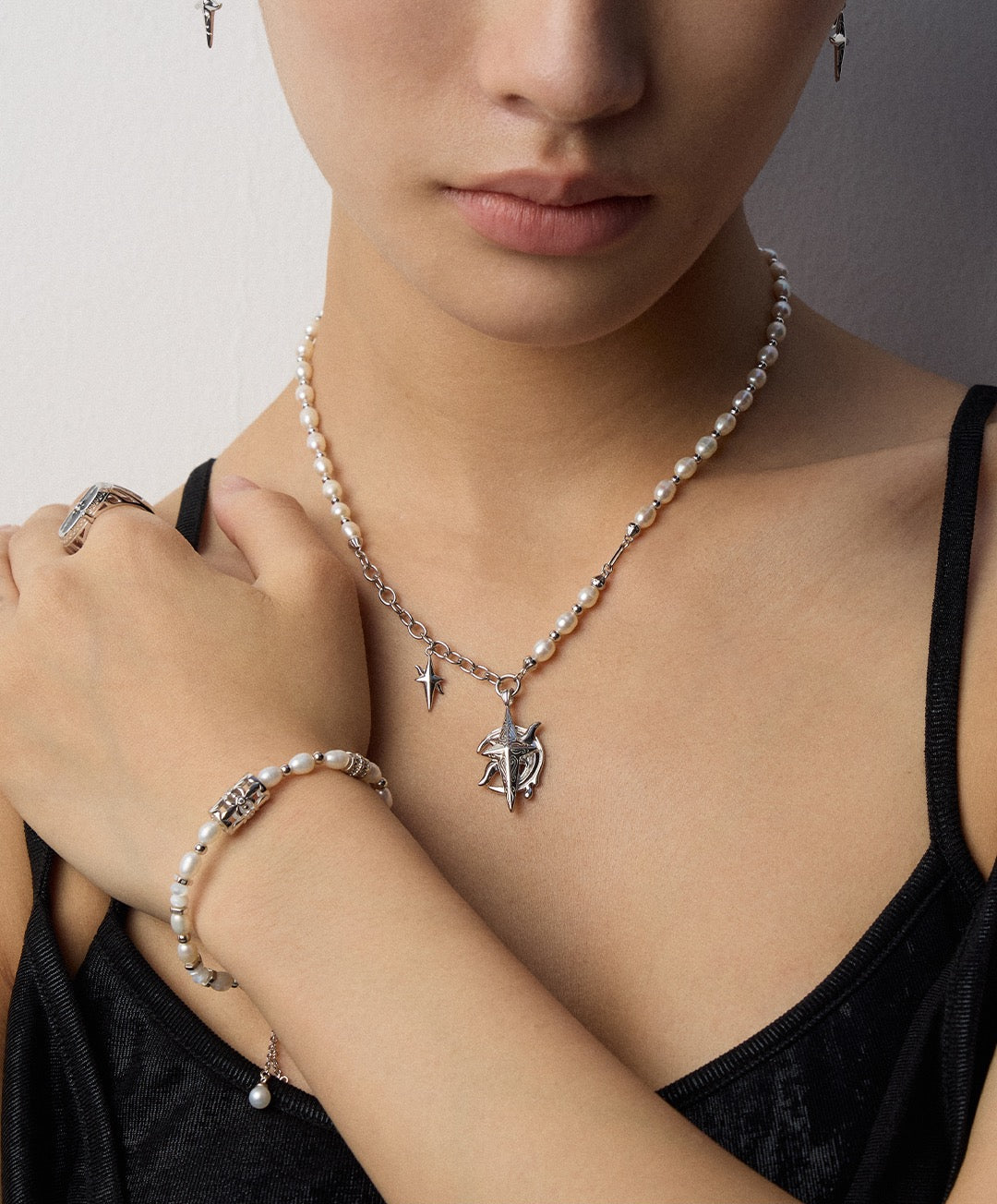 S925 Silver Tarot Pearl Necklace | Moon & Star Celestial Jewelry