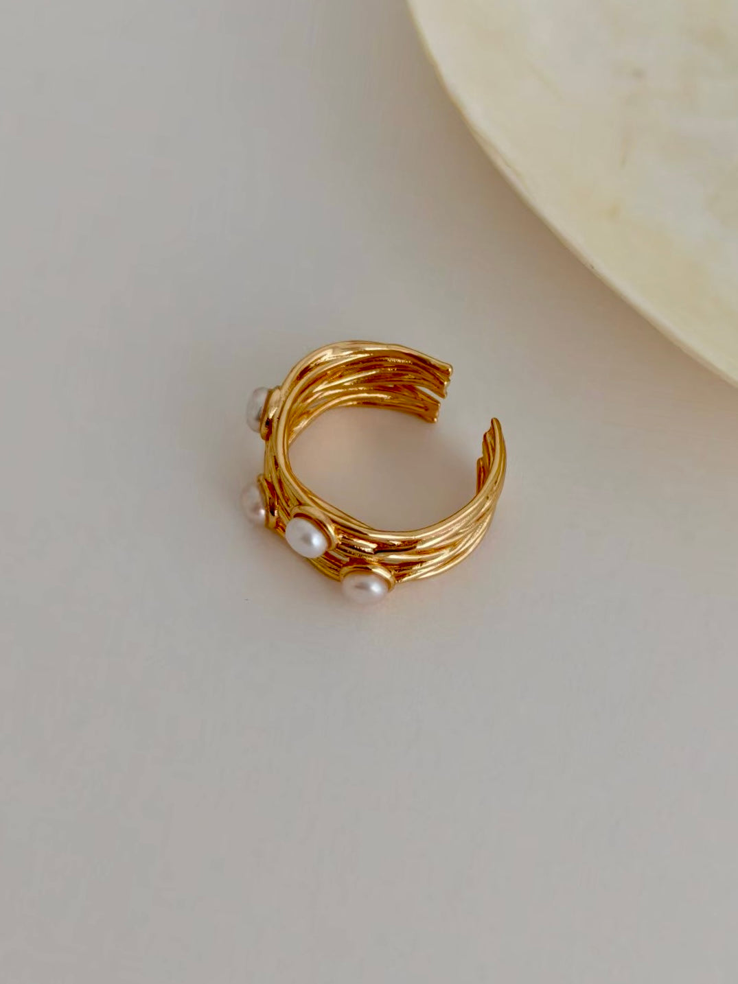 S925 Sterling Silver Woven Vine Pearl Ring –Minimalist Statement Jewelry