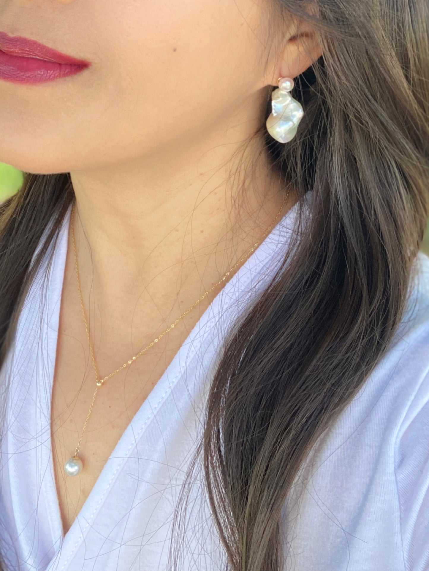 Minimalist Handcrafted Baroque Pearl Earrings