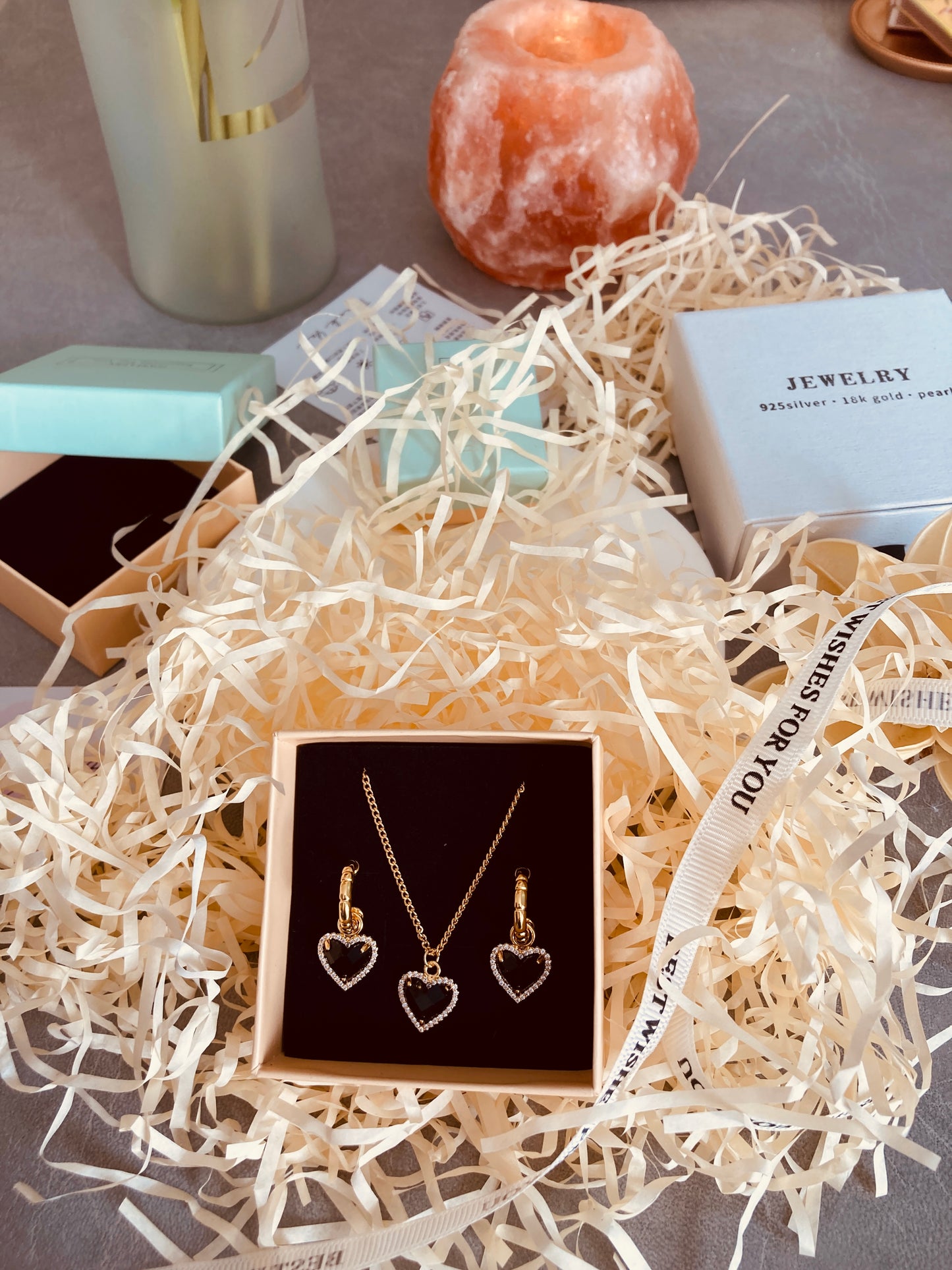 Black Heart Pendant Earrings