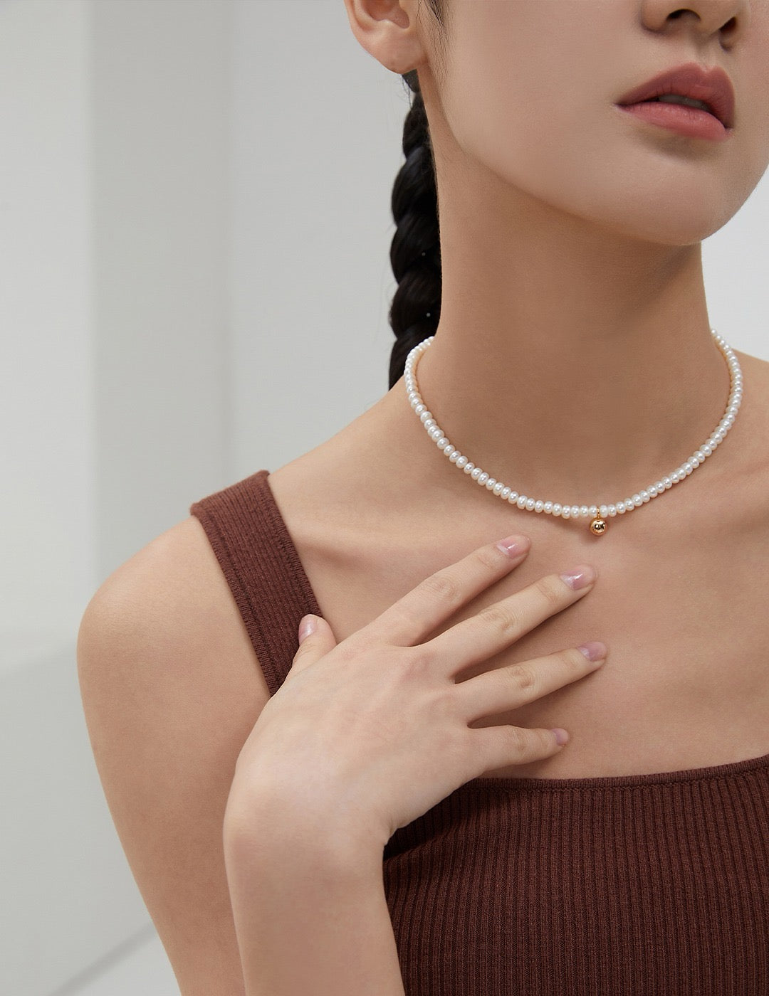 Golden Sphere Pearl Necklace