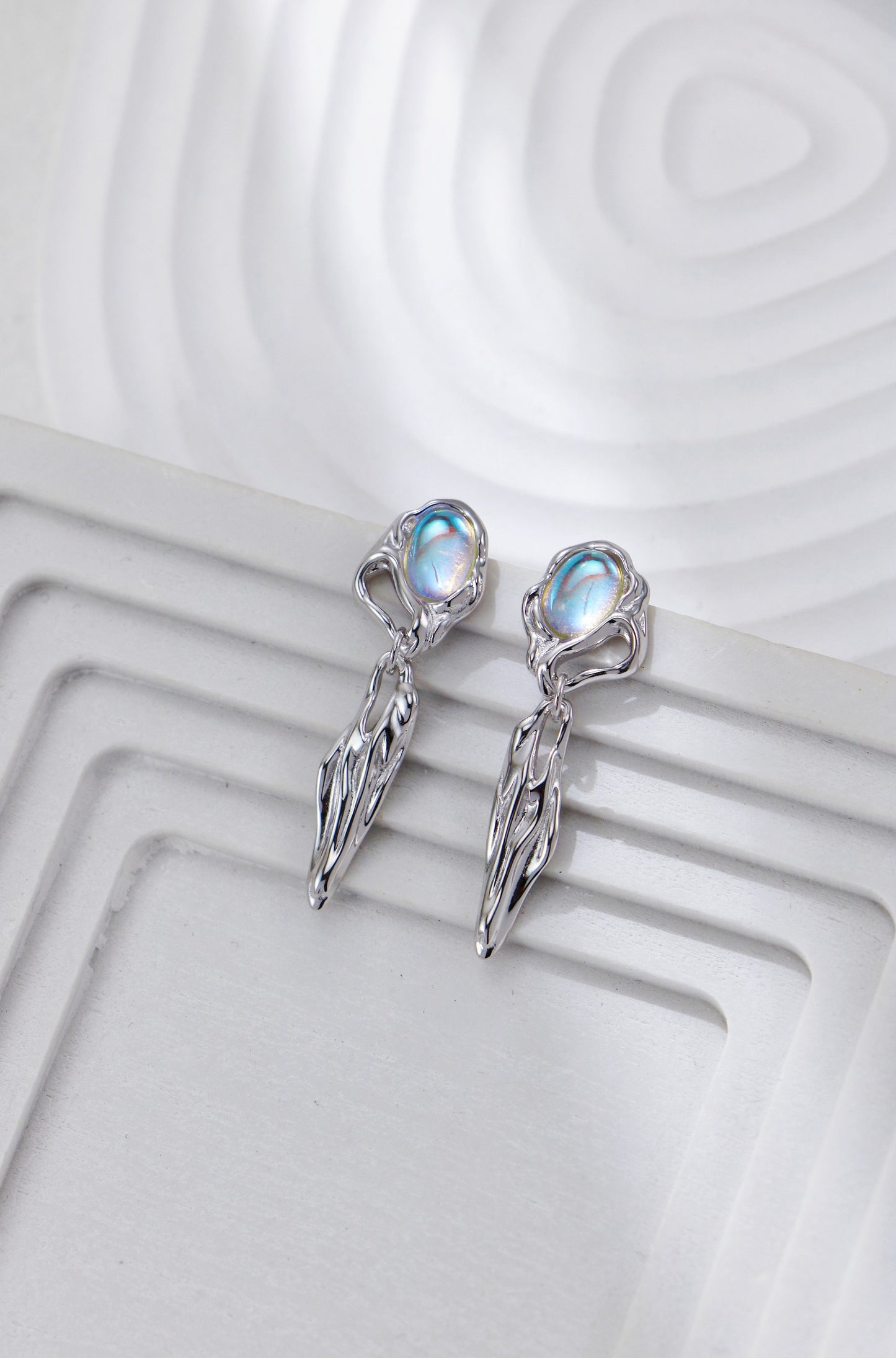 S925 Silver Vintage Moonstone Drop Earrings