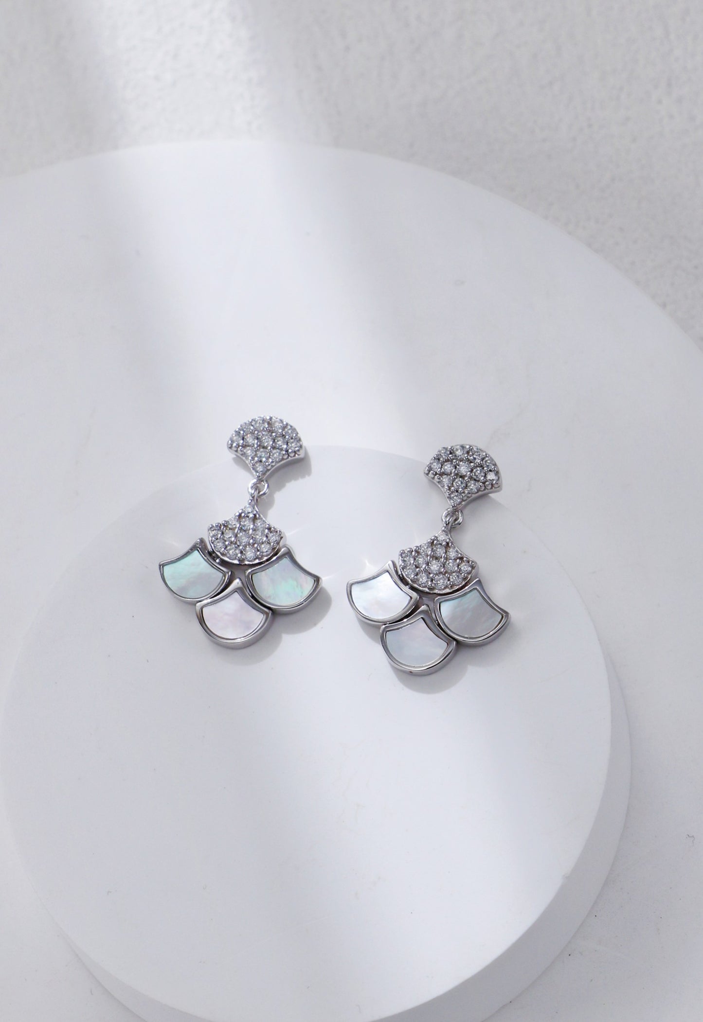 S925 Silver White Shell & Zircon Earrings