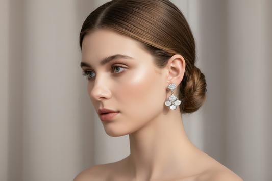 S925 Silver White Shell & Zircon Earrings