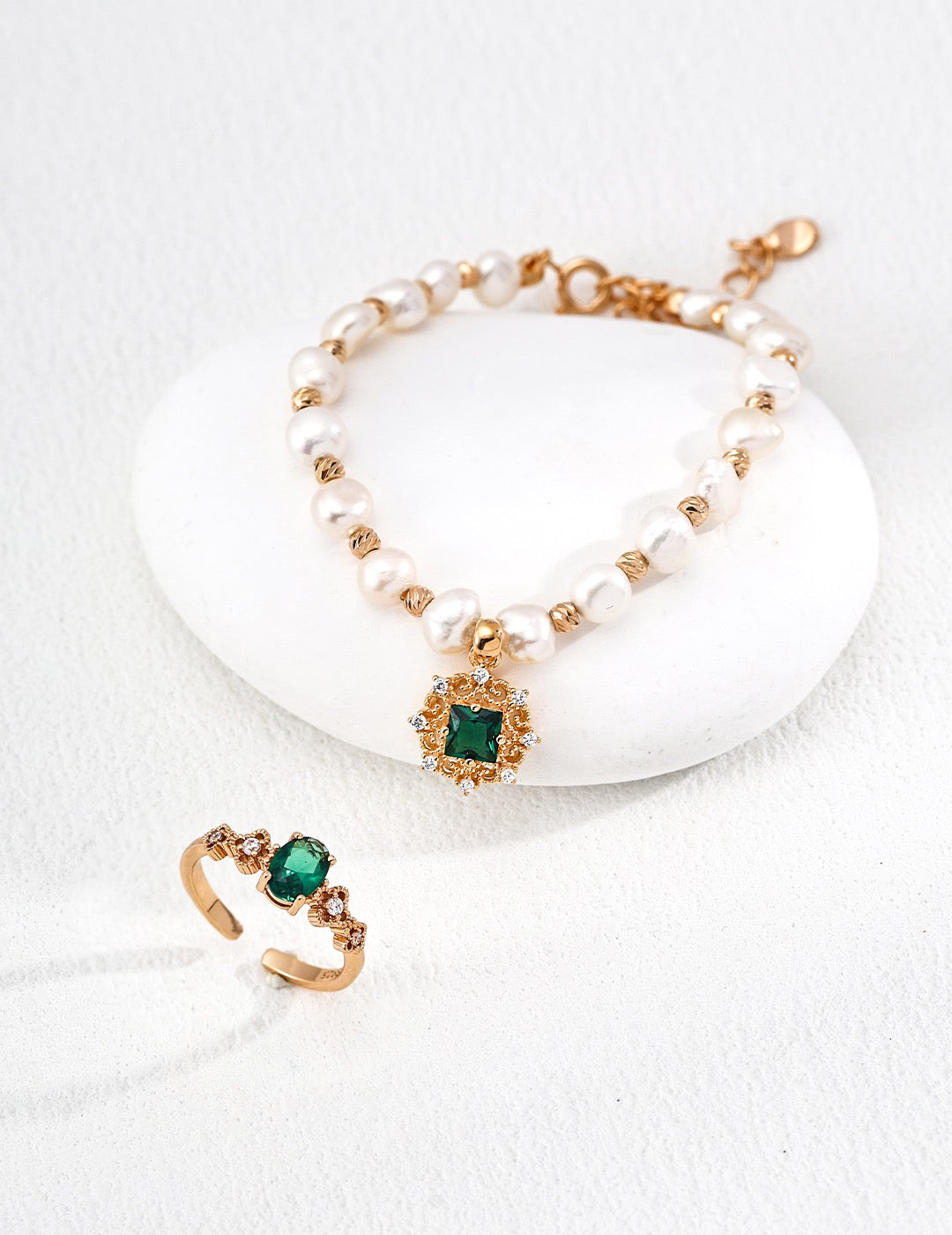 S925 Silver Green Zircon Ring