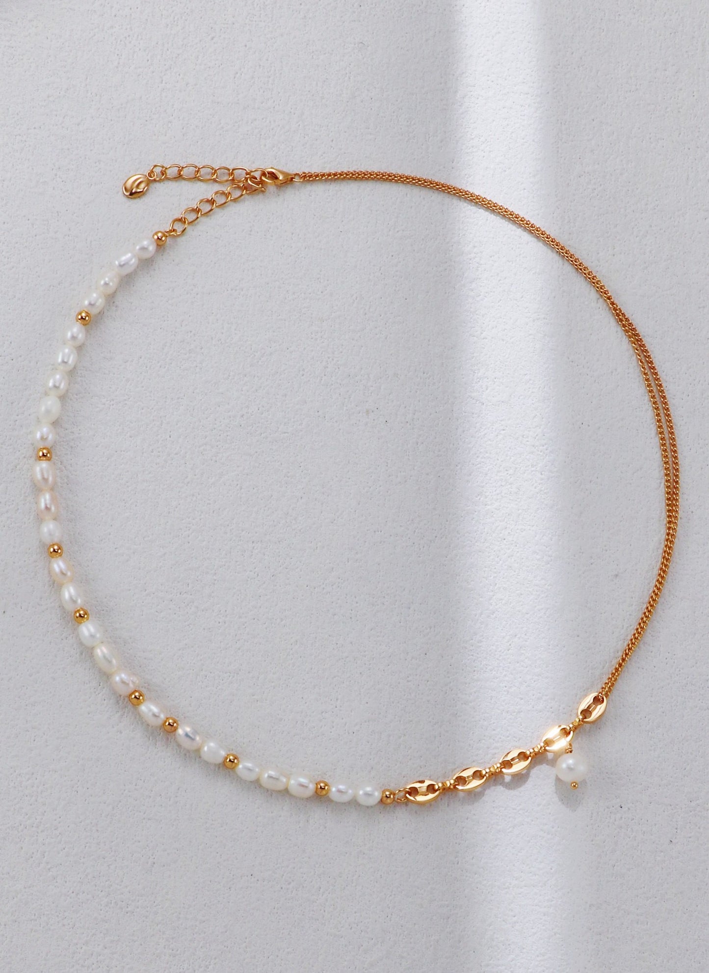 Linked Grace Pearl Jewelry Set – S925 Silver Necklace & Bracelet