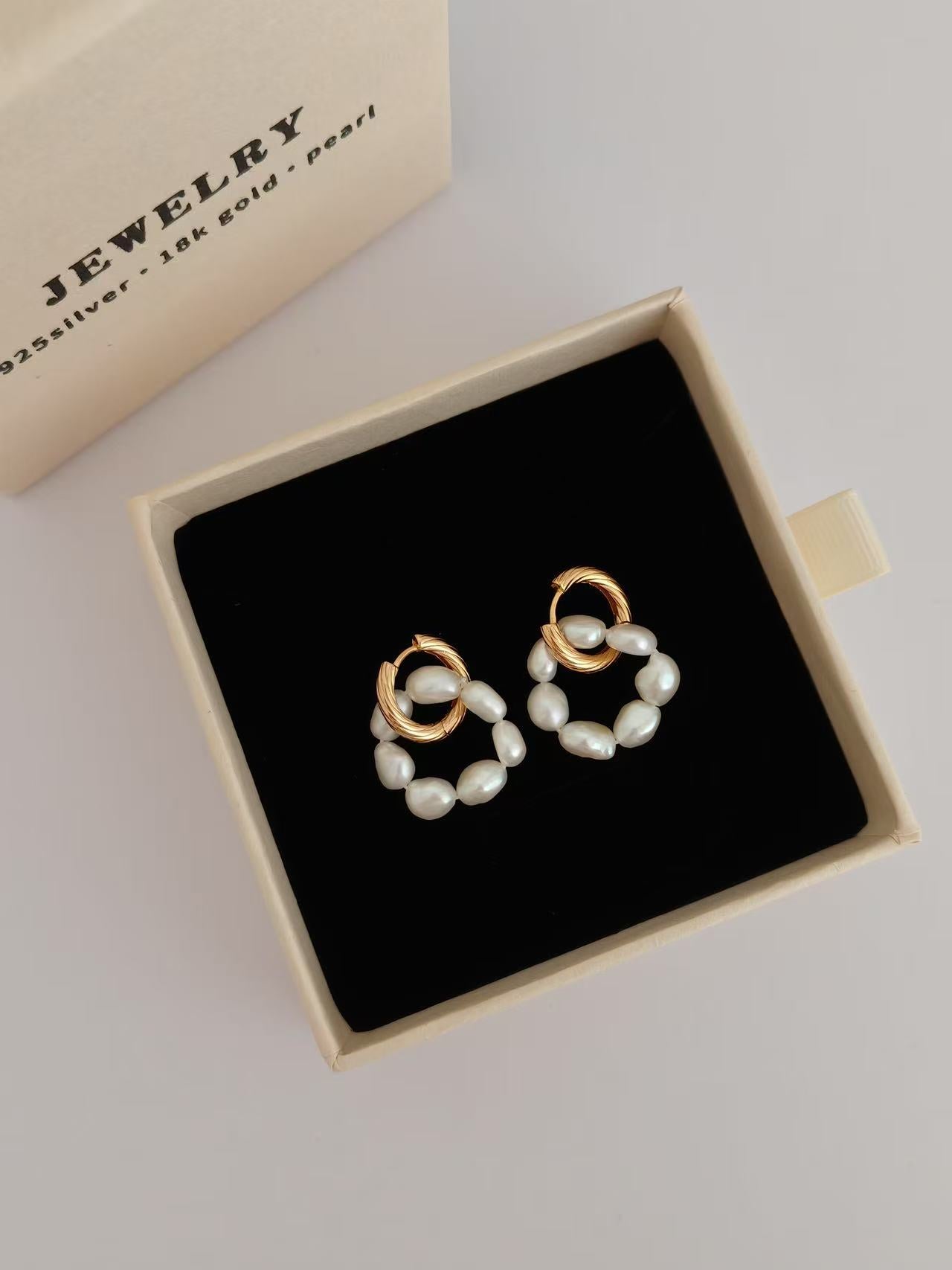 Pearl Earrings with Removable Pearl Ring Pendants