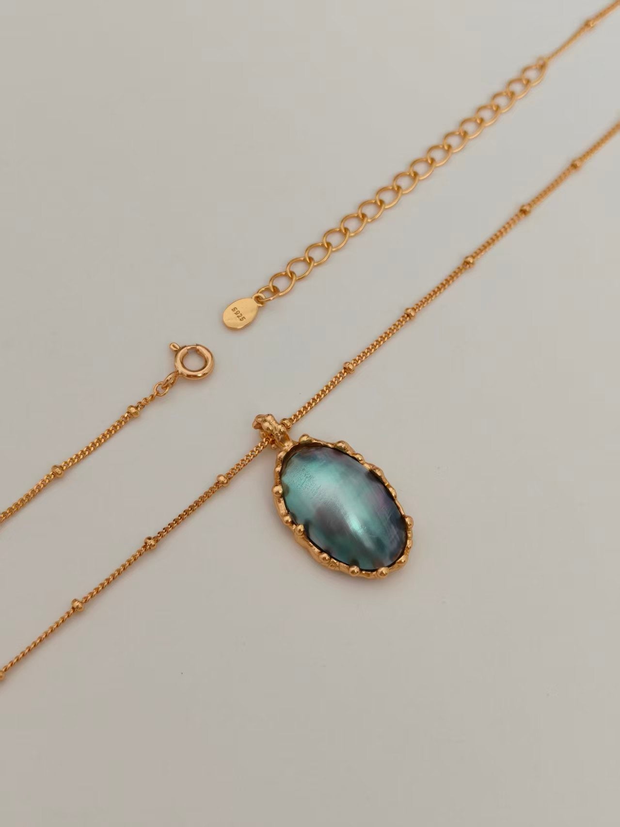 S925 Vintage Gold Mabe Pearl Necklace